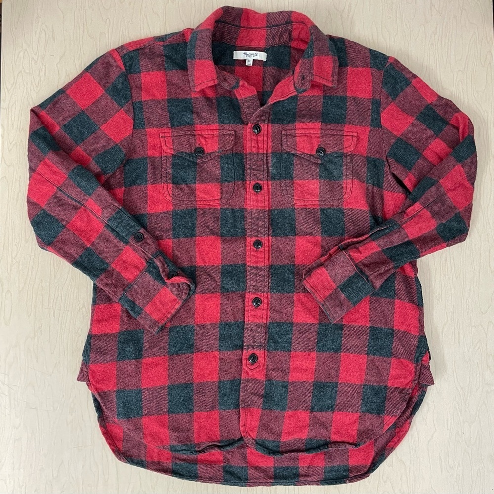 Madewell Flannel Shirt Womens XS Buffalo Plaid Button Down Boyfriend Fall Winter